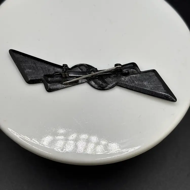 Black Art Deco Style Bow Brooch 3”