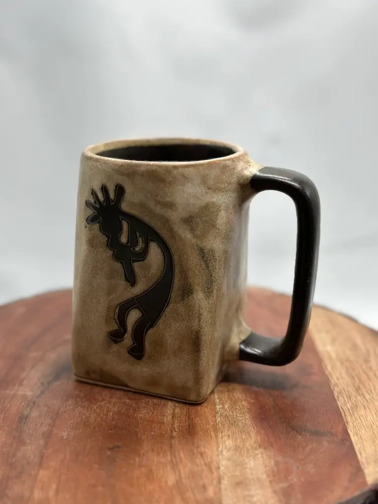 Mara Pottery Mexico Hand Crafted Mexican Art Pottery Kokopelli Cactus Coffee Mug
