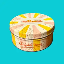 5” Vintage Candy Tin, CHERRYDALE FARMS Cherry Sons, MCM Farmhouse Decor READ