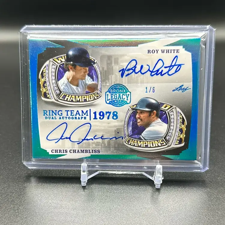 Roy White Chris Chambliss 2024 Leaf Bronx Legacy Ring Team Dual Autograph 1978 1/6 New York Yankees