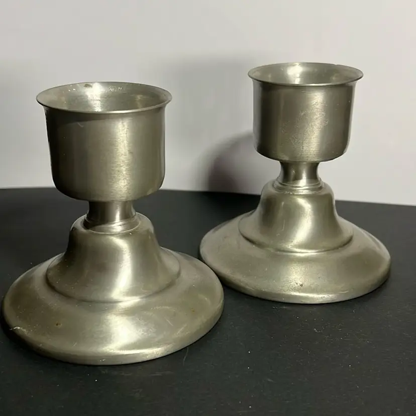 Set Of 2 International Pewter Candlesticks