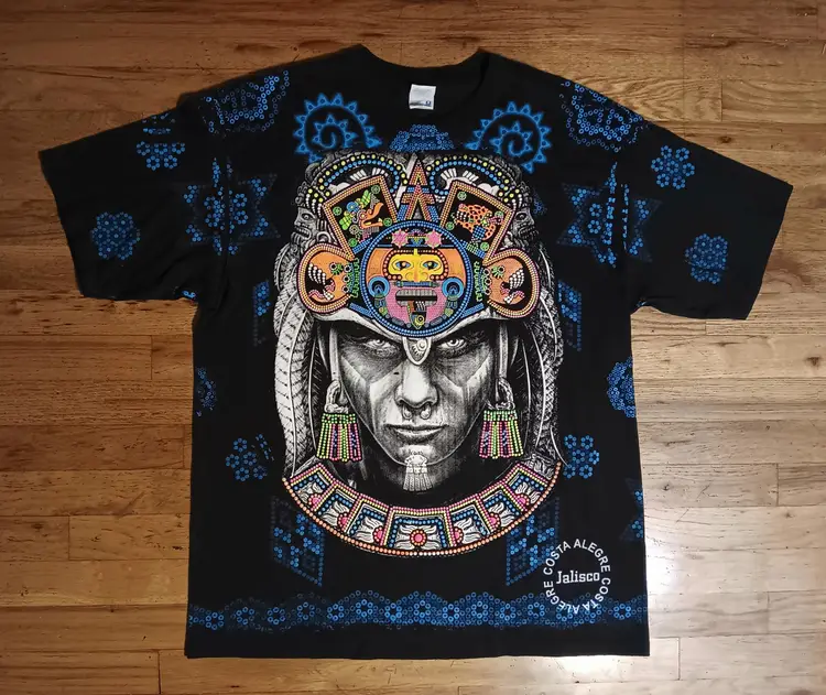 Aztec Warrior King Mexico Native Art Mayas t-shirt AOP Costa Alegre