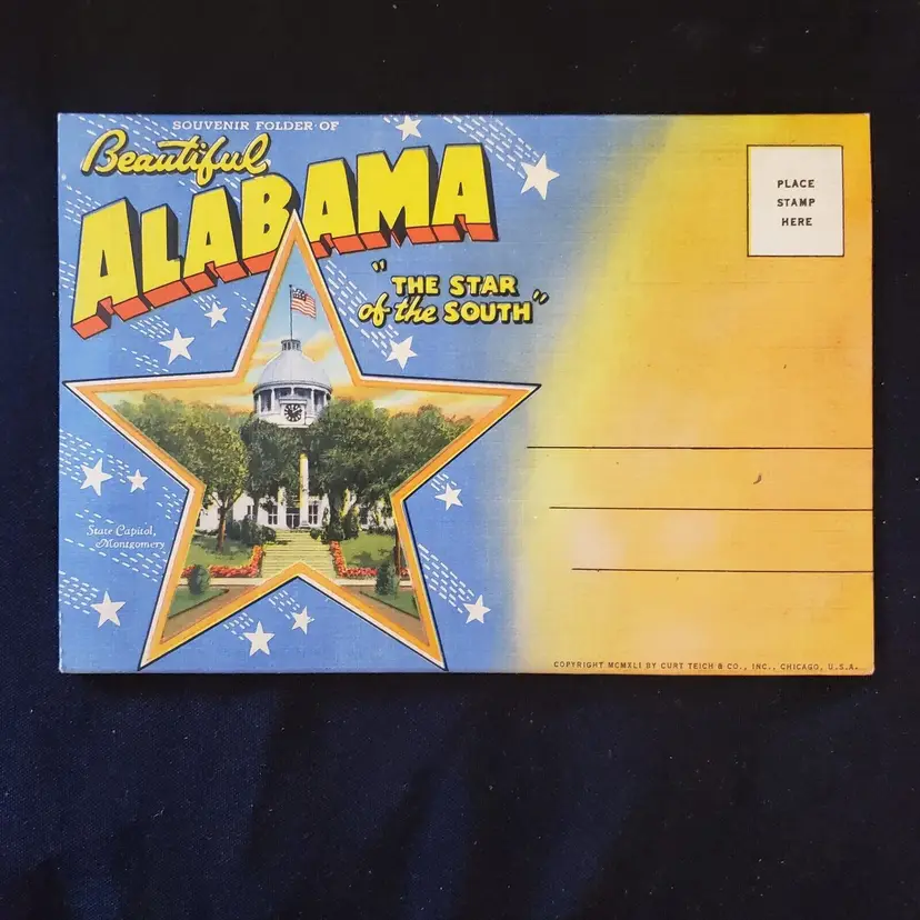 Postcard ALABAMA Folder Beautiful The Star Of The South Foldout Unused Vintage