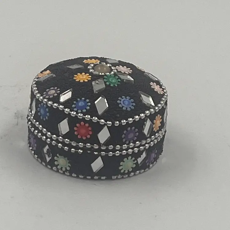 Vintage Jeweled Trinket Box - Mirror Tile and Flower Power Sparkle