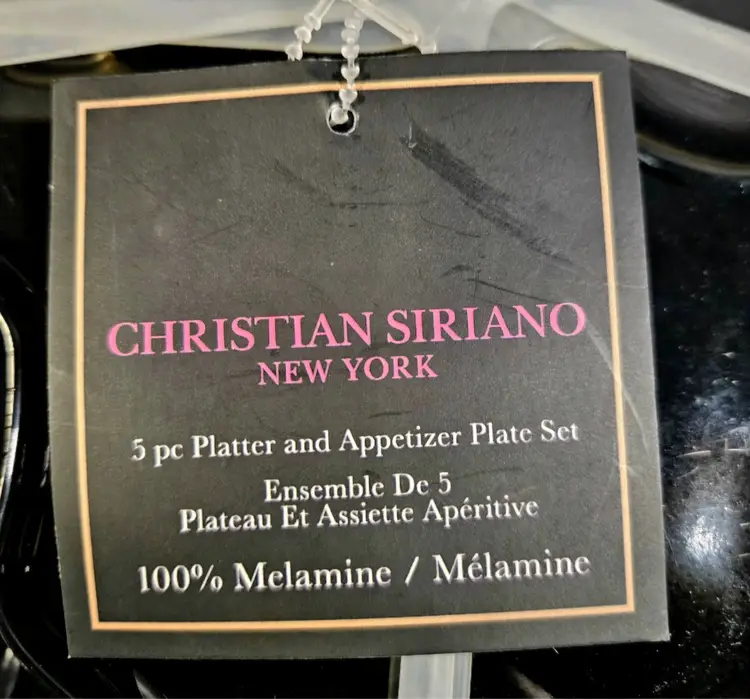 Christian Siriano  Black Skull Platter & Appetizer Plate Set Made Of Melamine