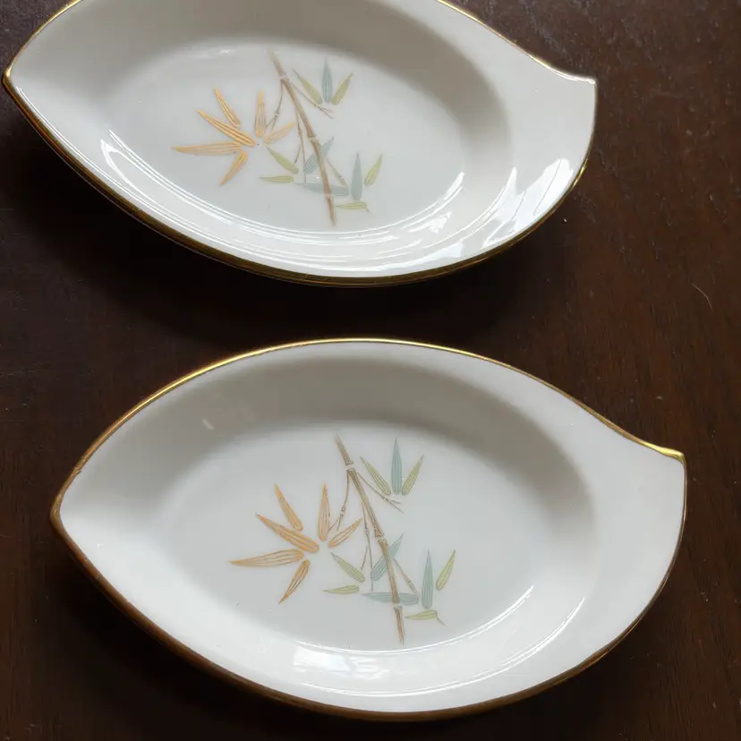 2 - Porcelain Butter Plates 5”x 3” Japan