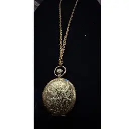 Vintage Estée Lauder Gold Tone Necklace | Powder Compact | Mirror | Chain 30in