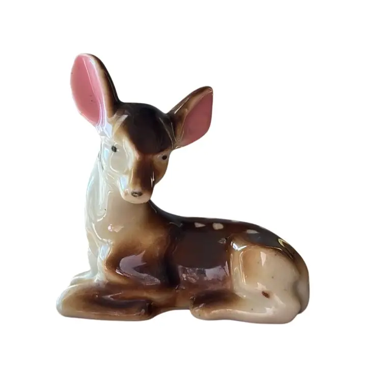 Vintage Deer Figurine Laying Down Fawn Japan