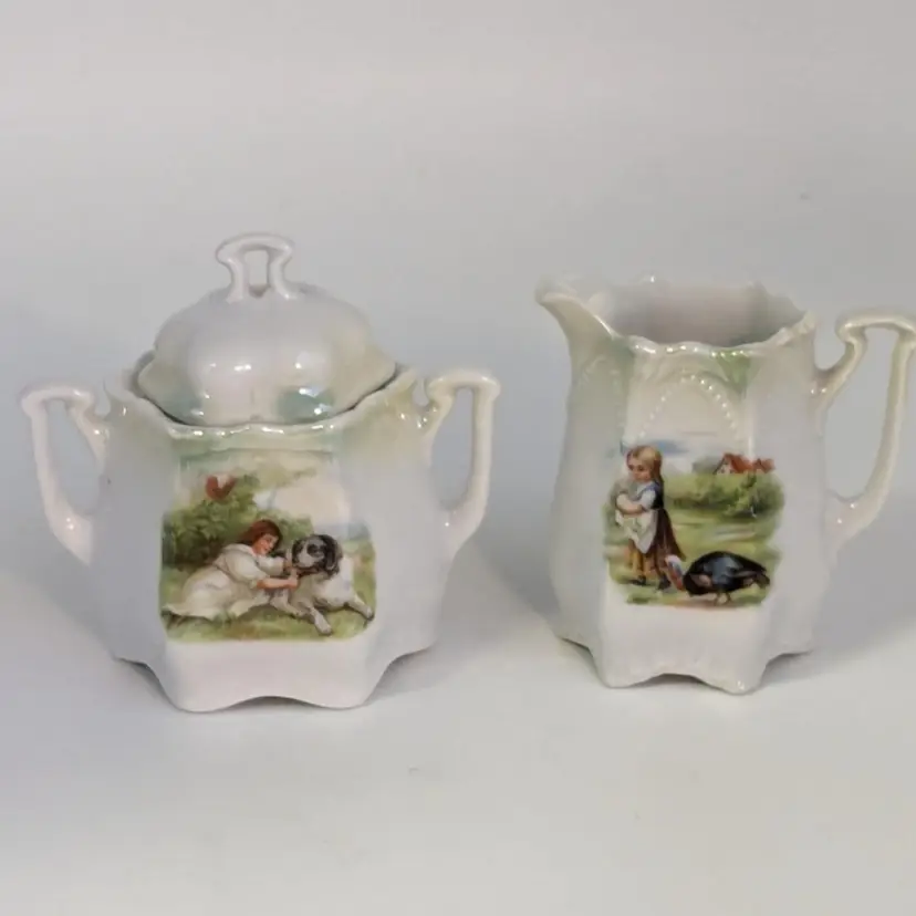 Vintage Victorian Child Sugar and Creamer Set