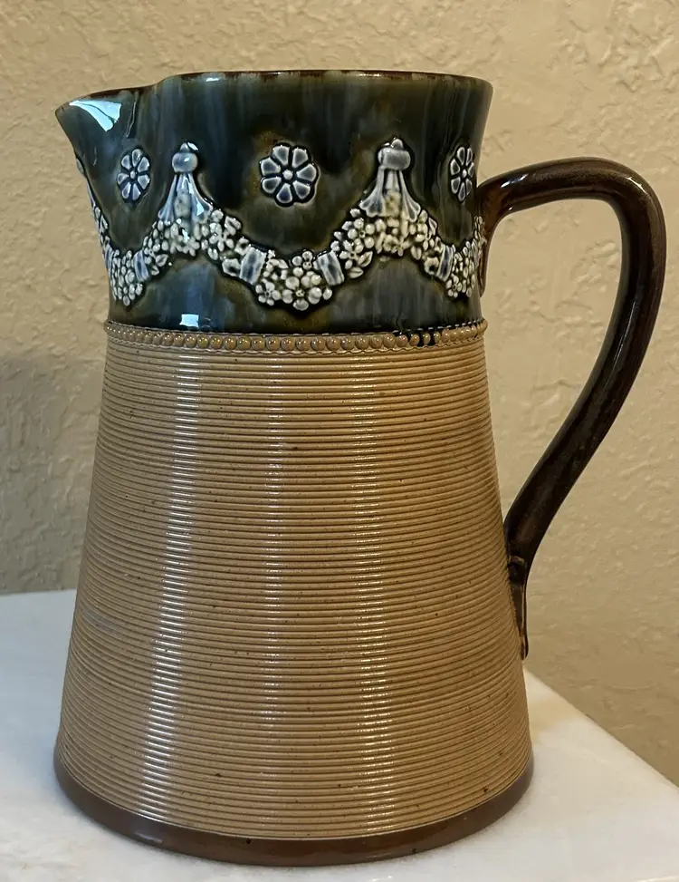 Vintage Doulton Lambeth England Pitcher 1891-1956 Stoneware #9039 Initialed VH