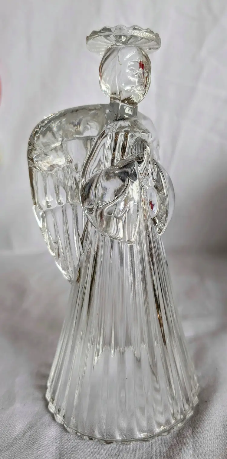 Clear Glass Angel Candlestick  Holder 7" Decor Display