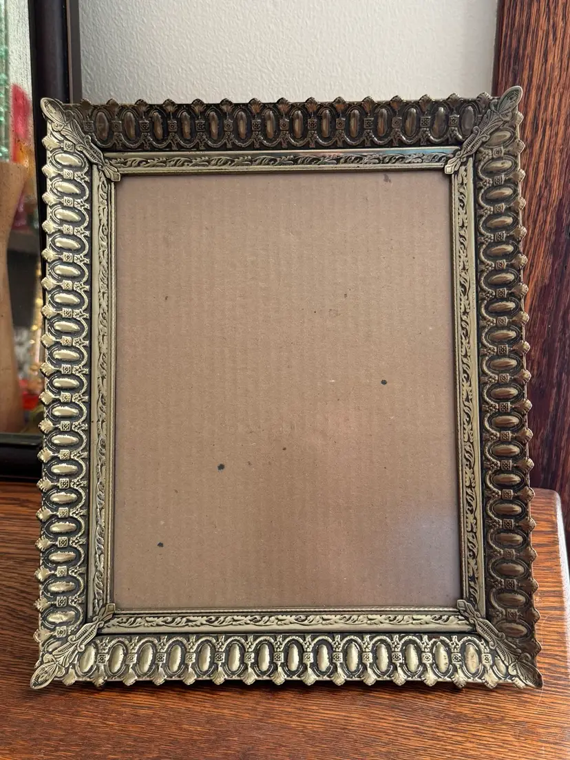 Ornate Gold Tone Metal Picture Frame Or Vanity Tray