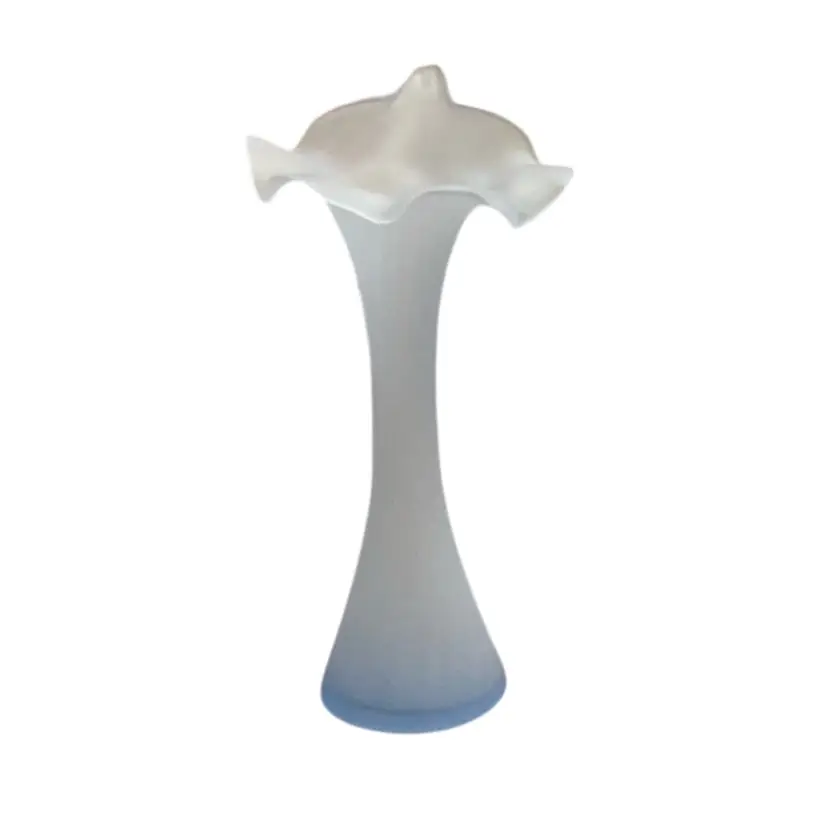 Pale Blue Satin Glass Jack In The Pulpit Vase 8 1/3” X 4 1/2”