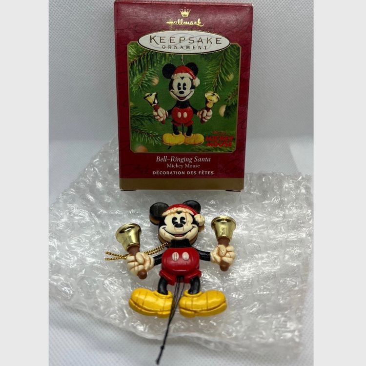 Hallmark Keepsake Vintage Mickey Mouse dated 2001 bell ringing Santa 1930’s style
