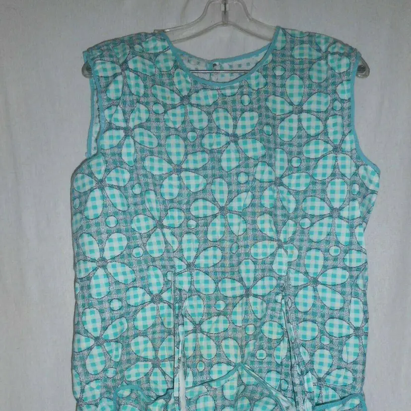 Vintage Mod Green checked Smock Apron