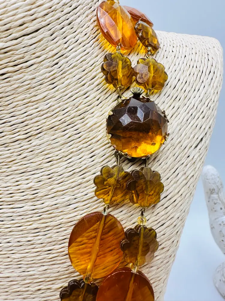 Rare West Germany Lucite Necklace With Accented Clasp