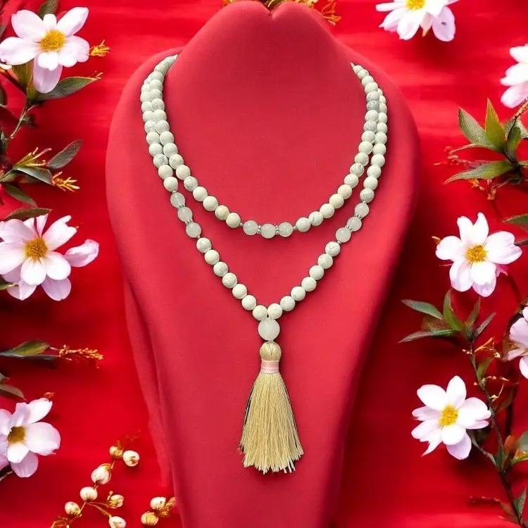 082B 40” Rose Quartz And Natural stone Necklace
