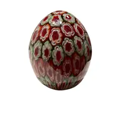 Christmas Candies - Millefiori Red & Green Egg Art Glass Paperweight Signed & Dated Ciani 1996