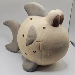 Terra Cotta Fish candle holder studio Art Pottery weirdo