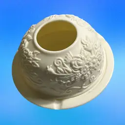 26. Yankee Candle Dome Tea Light Holder White Opaque Flower Pattern with Saucer