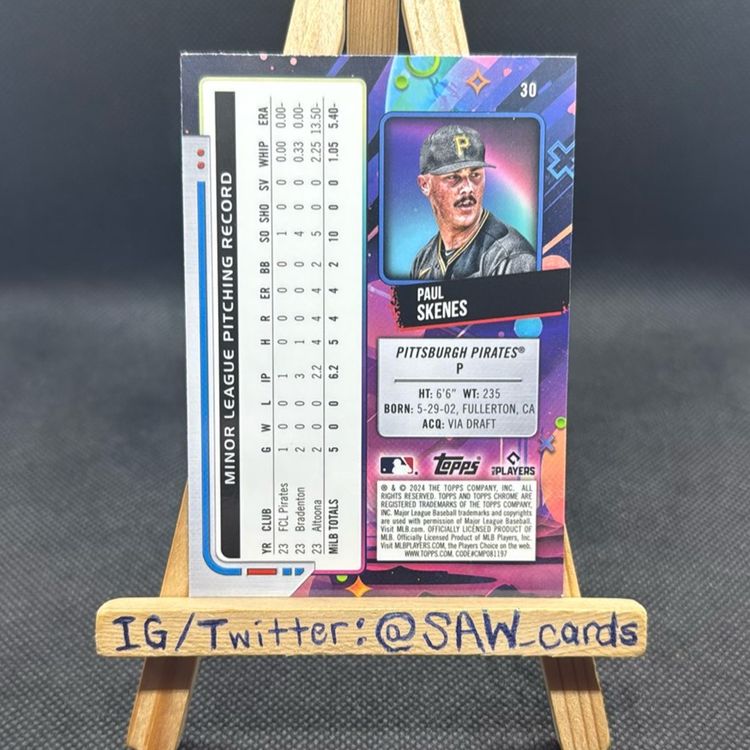 Paul Skenes 2024 Topps Chrome Cosmic Pittsburgh Pirates