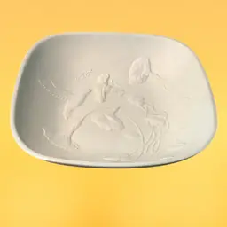 08. Hummingbirds Vintage Hallmark Matte Finish Blue Textured Flowers Square Bowl