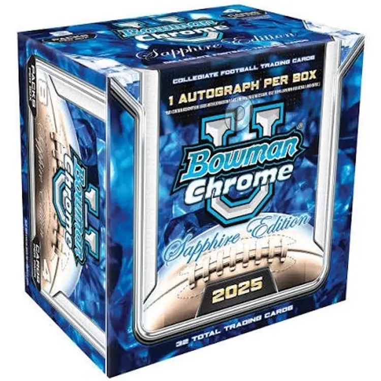 2025 Bowman Chrome University Sapphire Football 10 Box (case) PYT Live Rip #1 MBB1726 (stacked shipping)