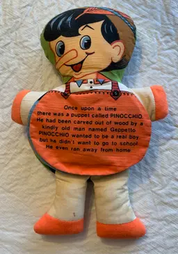 VTG Dan-Dee Plush Story Doll Pinocchio And Snow White Flip Story