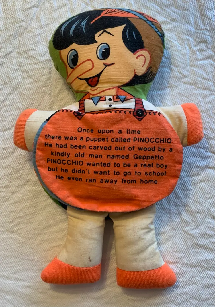 VTG Dan-Dee Plush Story Doll Pinocchio And Snow White Flip Story
