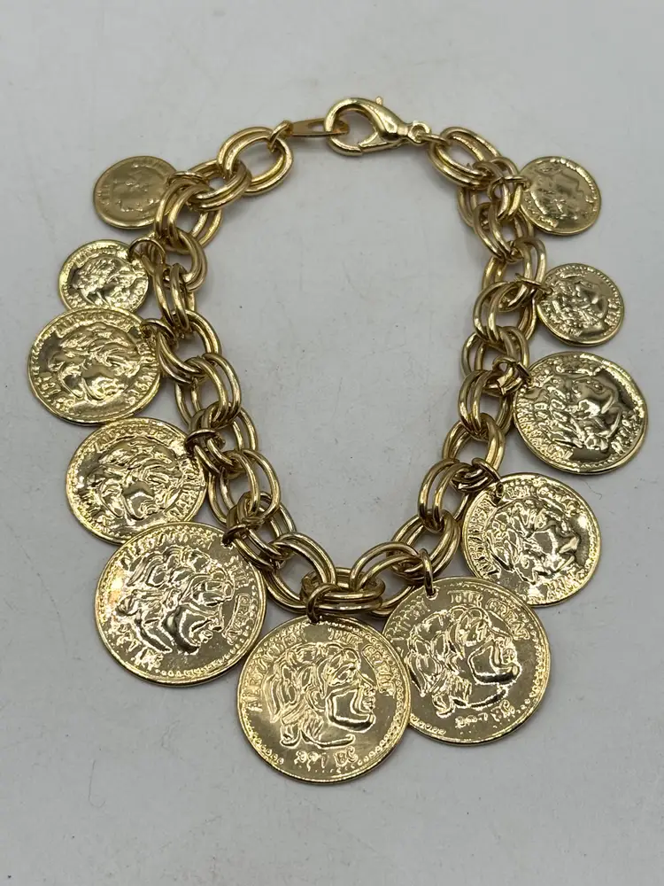 Vintage Alexander the Great gold coin charm bracelet