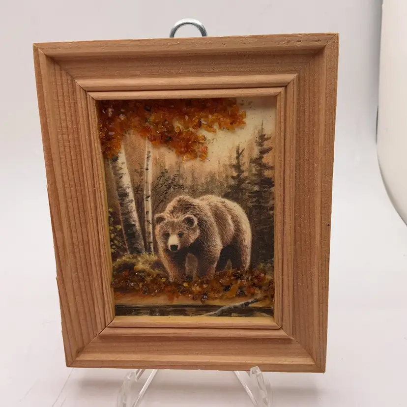ITW Mixed Media Wood Framed Bear 4.5" x 3.75"