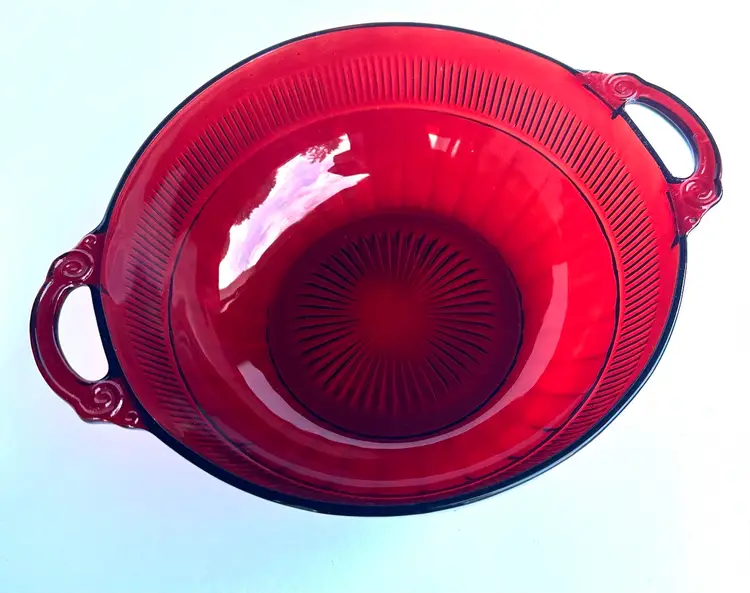 Anchor Hocking Ruby Red Royal Coronation Glass Fruit Bowl