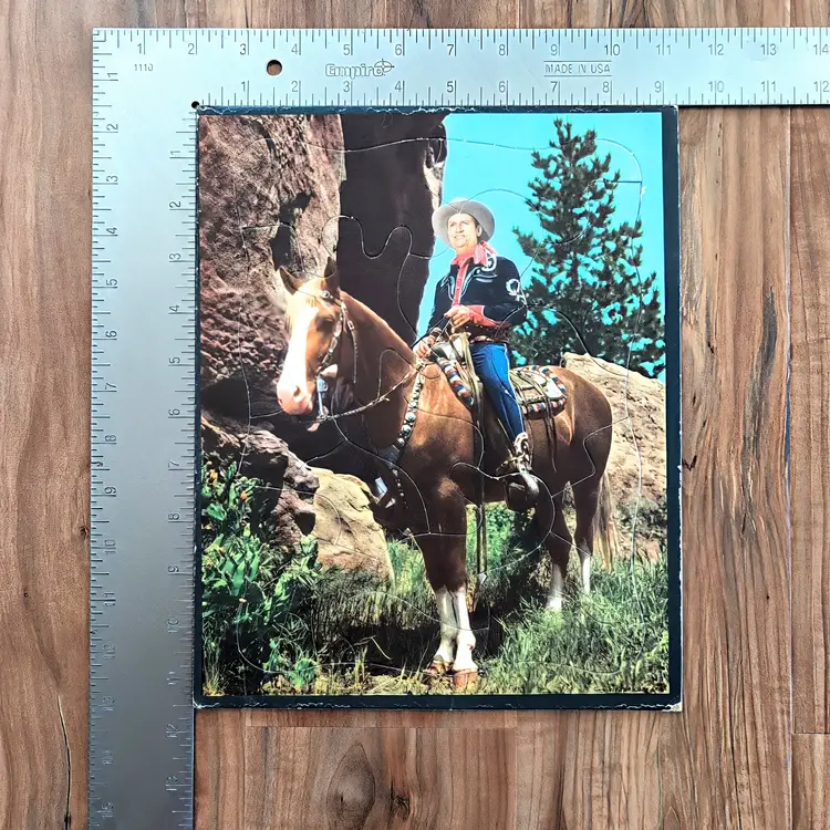 Gene Autry and Champion Horse Puzzle 1950s 9.25 in L x 11.5 in H Vintage