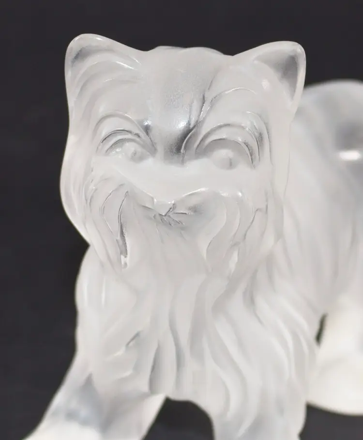 Lalique Frosted Glass Yorkshire Terrier Standing *AS IS* 4" Tall