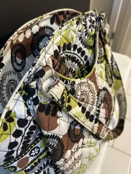 Vera Bradley Cocoa Moss Retired 2013 Quilted Two Outside Pockets 4 Inside Pocket