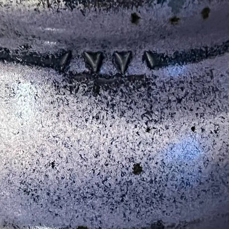 Small Purple Pottery Vase With Hearts Signed 3.25”