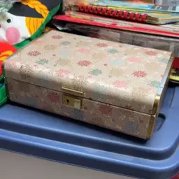 Vintage fabric covered jewelry box