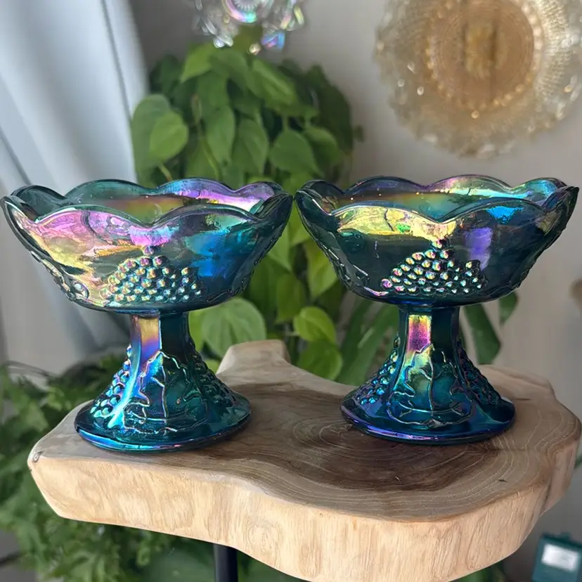 Indiana Glass Iridescent Candleholders