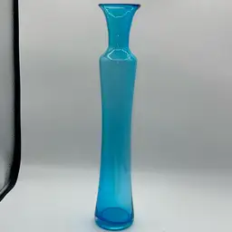 Turquoise Blue Art Glass Vase 15.5” Tall Elegant Art Deco