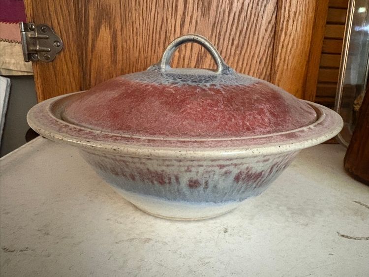 Signed Studio Pottery lidded bowl