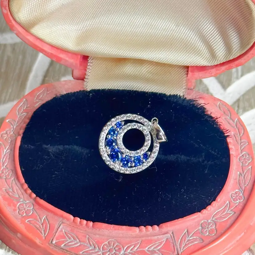 Sterling Silver Blue & White Sapphire Pendant