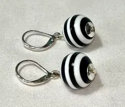 Black & White Striped Pierced Earrings