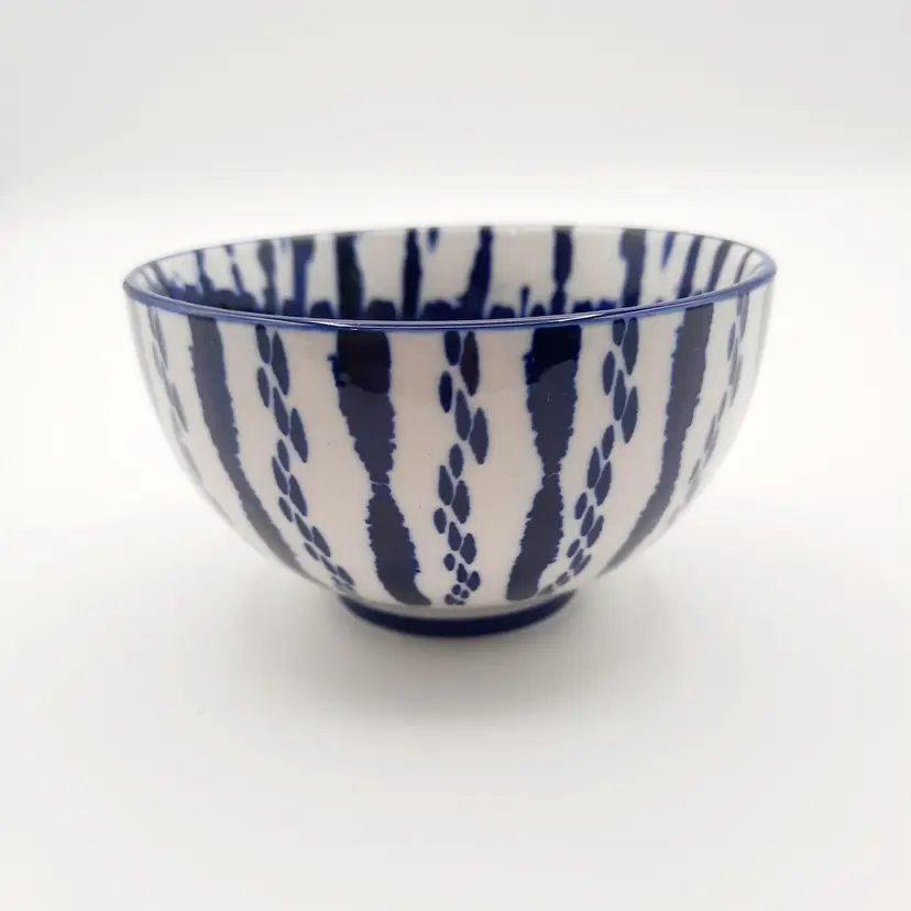 West Elm Blue & White Tie-Dyed Small Ceramic Bowl