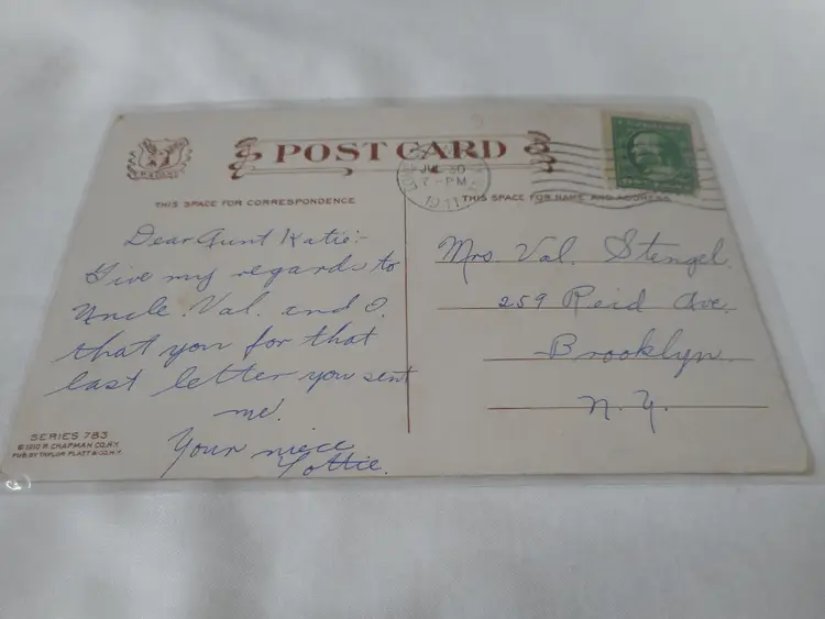 Vintage Postcard woman 1911 posted w/ stamp pretty lady Sunflower