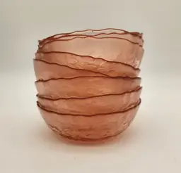 Vintage French "Rosaline" or "Rosa" Arcoroc Pink Glass Bowl Embossed Rose Design