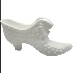 Fenton Milk Glass Hobnail Cat Head Slipper Figurine
