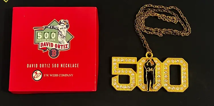 David Ortiz Necklace Bling Chain 500 Home Runs Fenway Park Giveaway April 12th 2016 Boston Red Sox