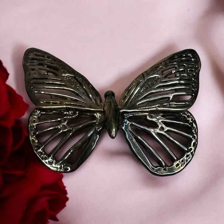 081 Gorgeous Sterling Butterfly Pendant And Brooch