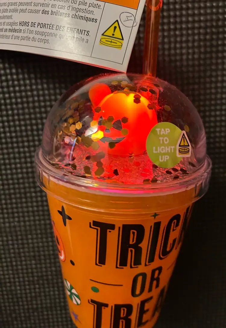 Lights Up S’Allume Halloween Trick Or Treat Drink Cup With Straw NWT