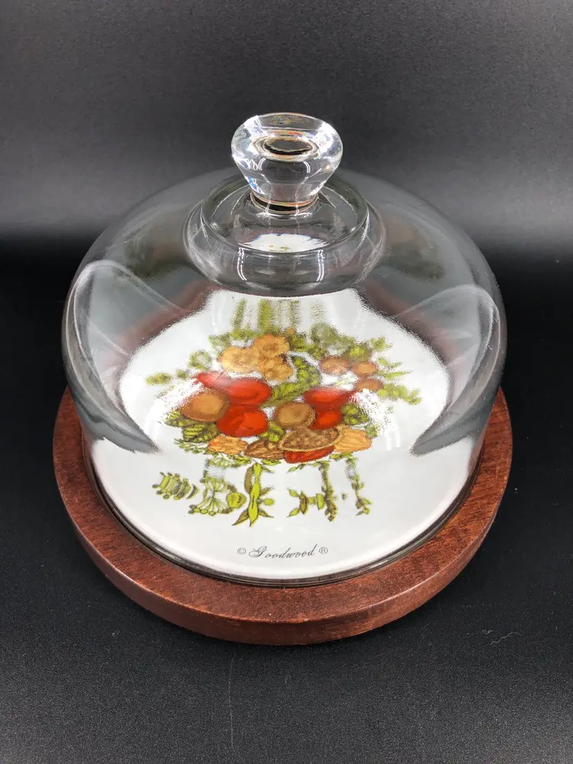 Vintage Goodwood Glass Dome Cheese Board Pastry Display